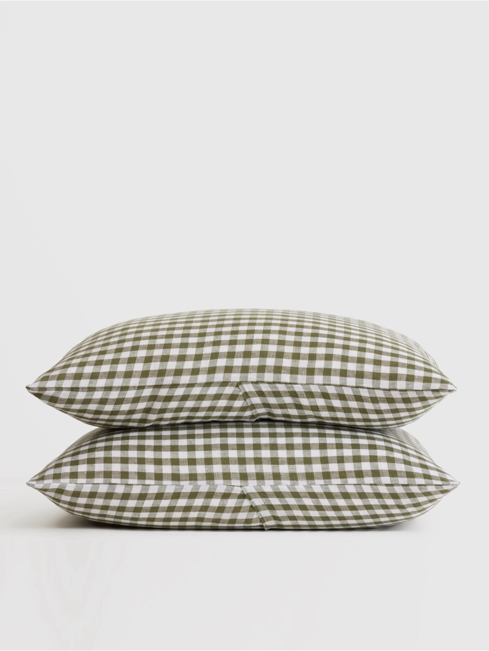 Quince European Linen Sham Set, King, Olive Gingham 💚